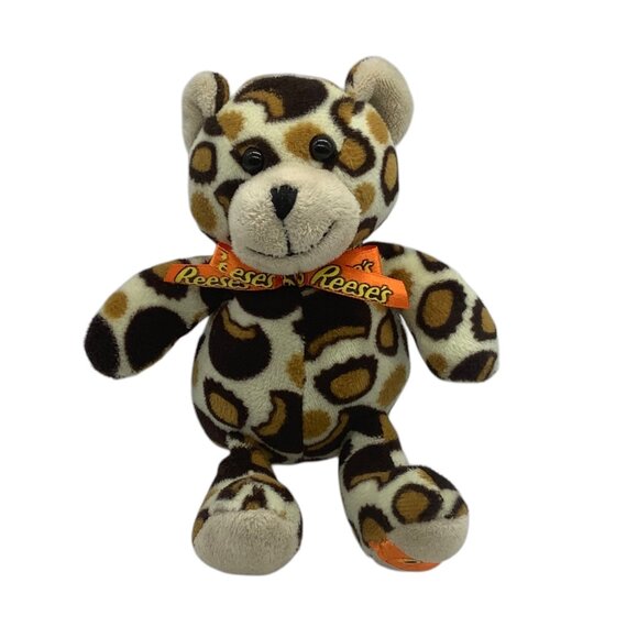Reeses Leopard Print Plush Bear 5.5” Peanut Butter Cup Collectible Toy Soft - Picture 1 of 5